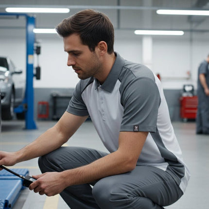 Flight Pilot Men's Button Polo - White/Grey/Black - Marwin Sports