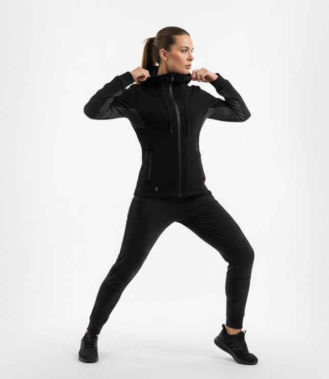 Haltia Women's Full Zip Hoodie - Black/Grey - Marwin Sports