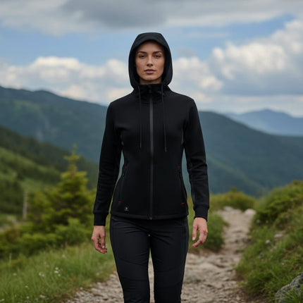 Haltia Women's Full Zip Hoodie - Black/Grey - Marwin Sports