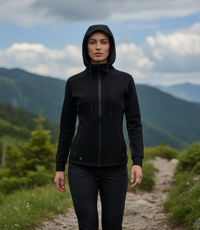 Haltia Women's Full Zip Hoodie - Black/Grey - Marwin Sports