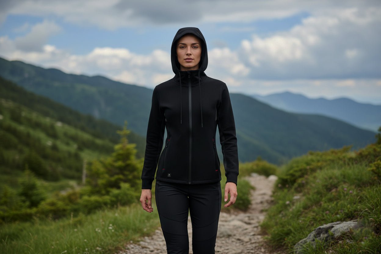 Haltia Women's Full Zip Hoodie - Black/Grey - Marwin Sports