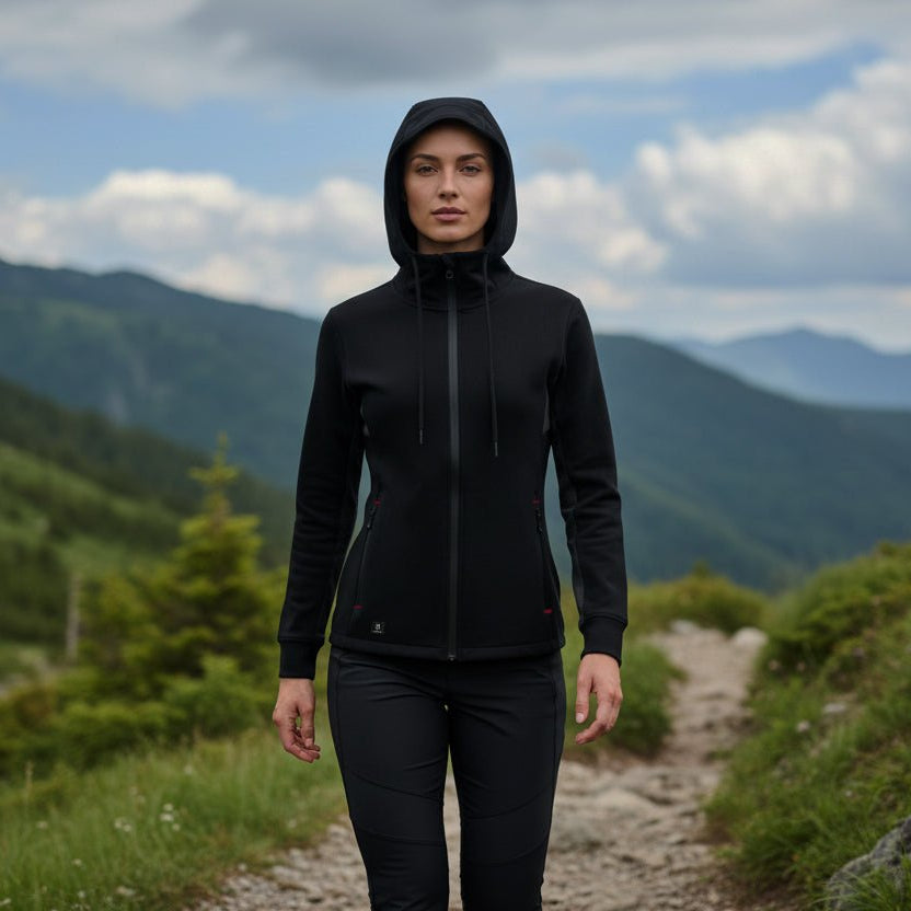 Haltia Women's Full Zip Hoodie - Black/Grey - Marwin Sports