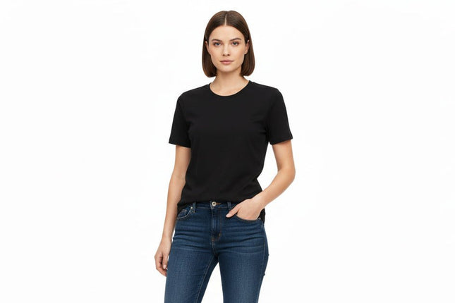 Hayden Crew Neck Women's Tee - Black - Marwin Sports