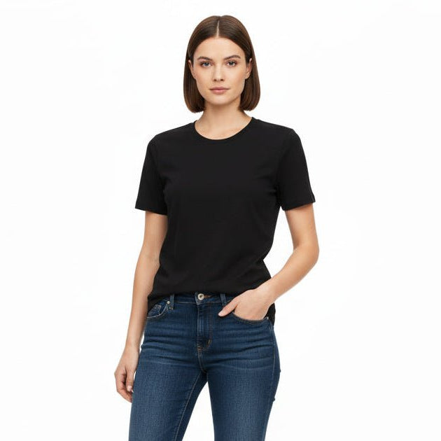 Hayden Crew Neck Women's Tee - Black - Marwin Sports
