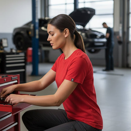 Hayden Women's Crew Neck Tee - Red - Marwin Sports