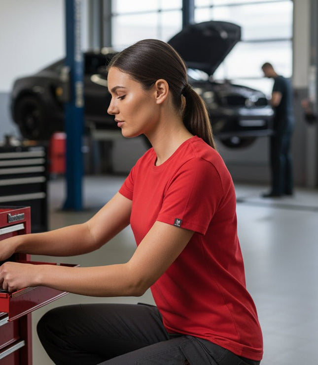Hayden Women's Crew Neck Tee - Red - Marwin Sports