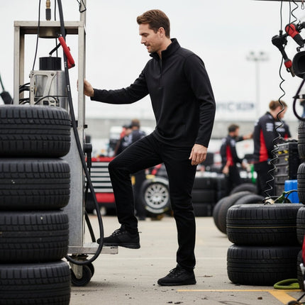 Hayes Men's Quarter Zip Pullover - Black - Marwin Sports