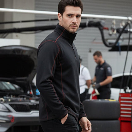 Hayes Men's Quarter Zip Pullover - Black/Red - Marwin Sports