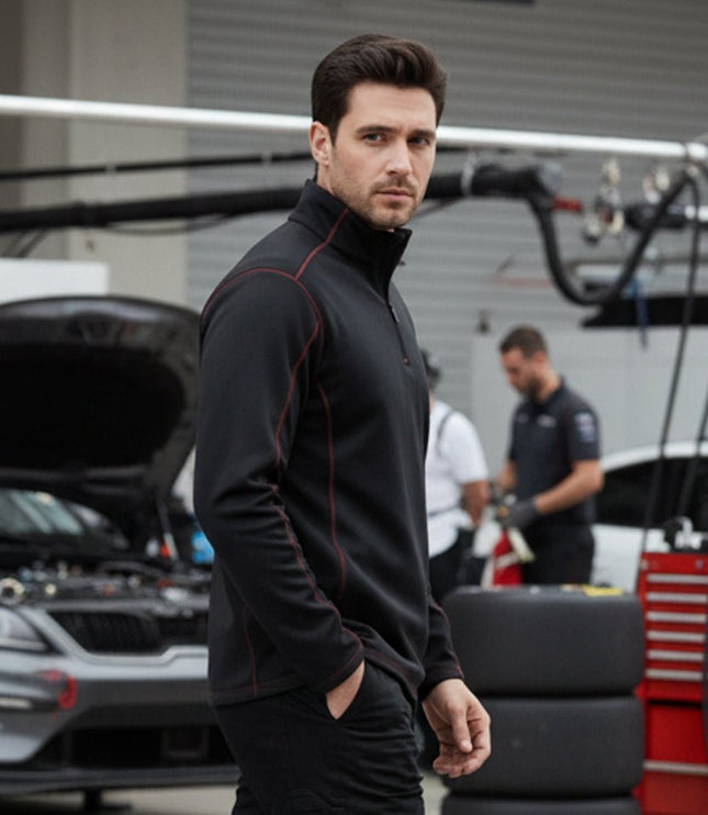 Hayes Men's Quarter Zip Pullover - Black/Red - Marwin Sports
