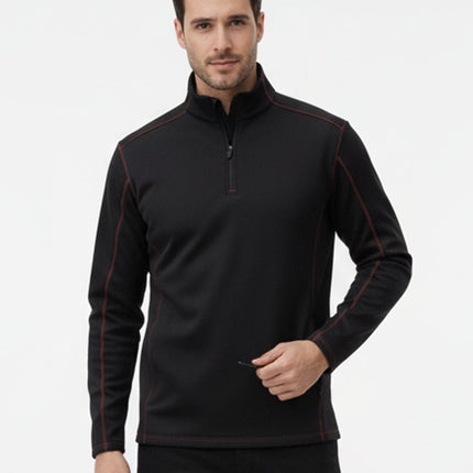 Hayes Men's Quarter Zip Pullover - Black/Red - Marwin Sports