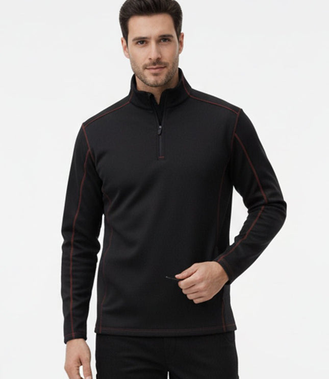 Hayes Men's Quarter Zip Pullover - Black/Red - Marwin Sports