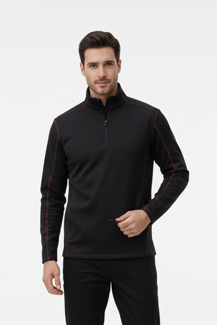 Hayes Men's Quarter Zip Pullover - Black/Red - Marwin Sports