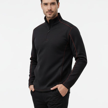 Hayes Men's Quarter Zip Pullover - Black/Red - Marwin Sports