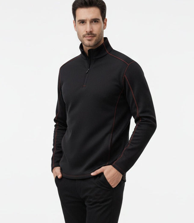 Hayes Men's Quarter Zip Pullover - Black/Red - Marwin Sports