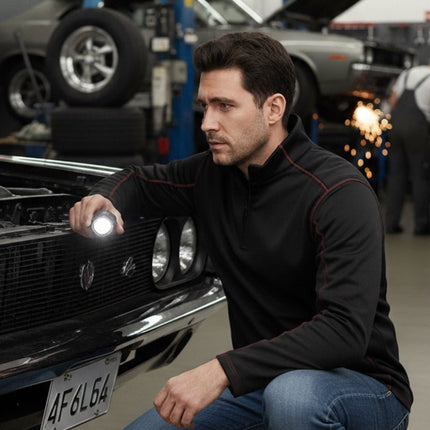 Hayes Men's Quarter Zip Pullover - Black/Red - Marwin Sports