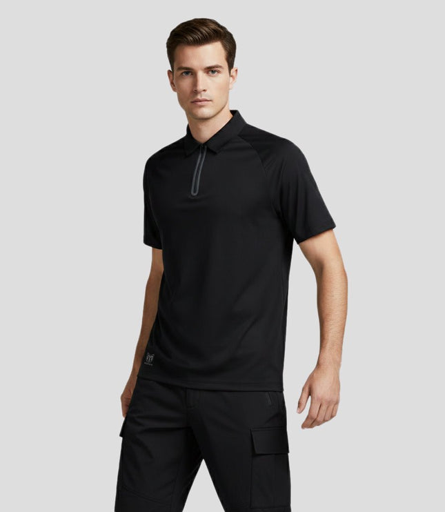 Legend Men's Seamless Zipper Polo - Black - Marwin Sports