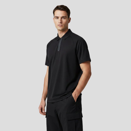 Legend Men's Seamless Zipper Polo - Black - Marwin Sports
