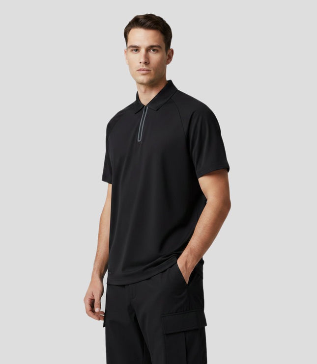 Legend Men's Seamless Zipper Polo - Black - Marwin Sports