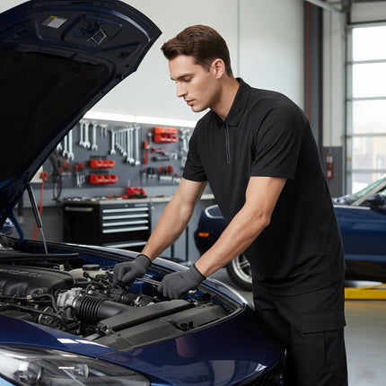 Legend Men's Seamless Zipper Polo - Black - Marwin Sports