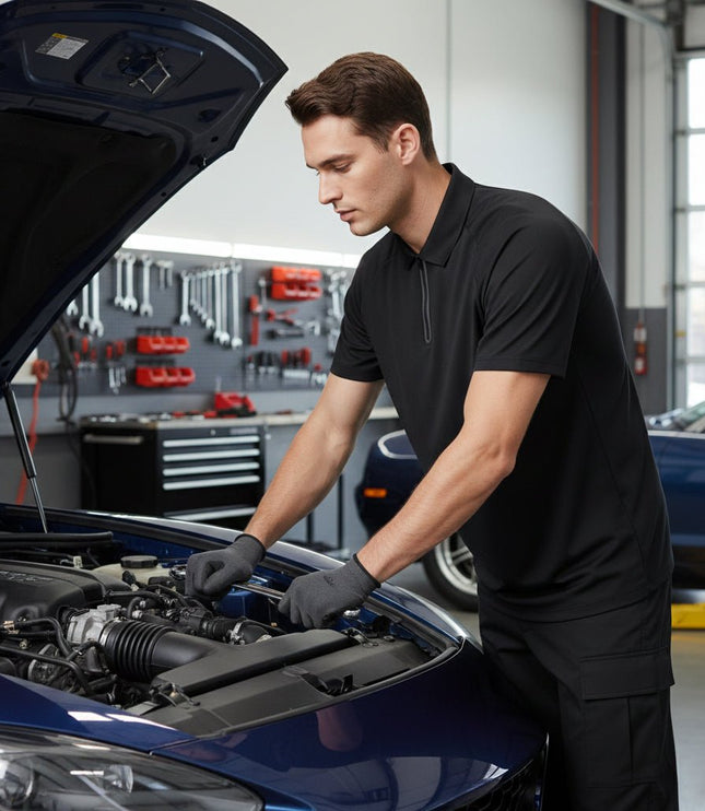 Legend Men's Seamless Zipper Polo - Black - Marwin Sports