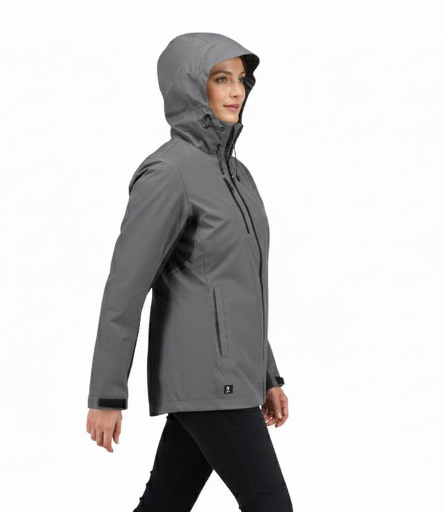 Lucia Women's Rain Jacket - Black/Grey - Marwin Sports