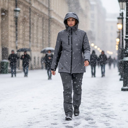 Lucia Women's Rain Jacket - Black/Grey - Marwin Sports