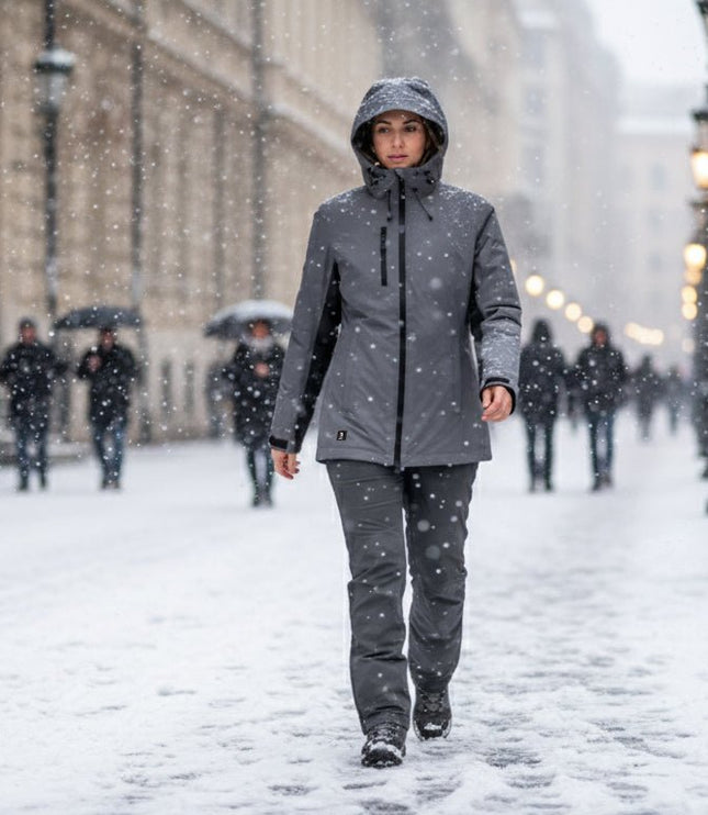 Lucia Women's Rain Jacket - Black/Grey - Marwin Sports