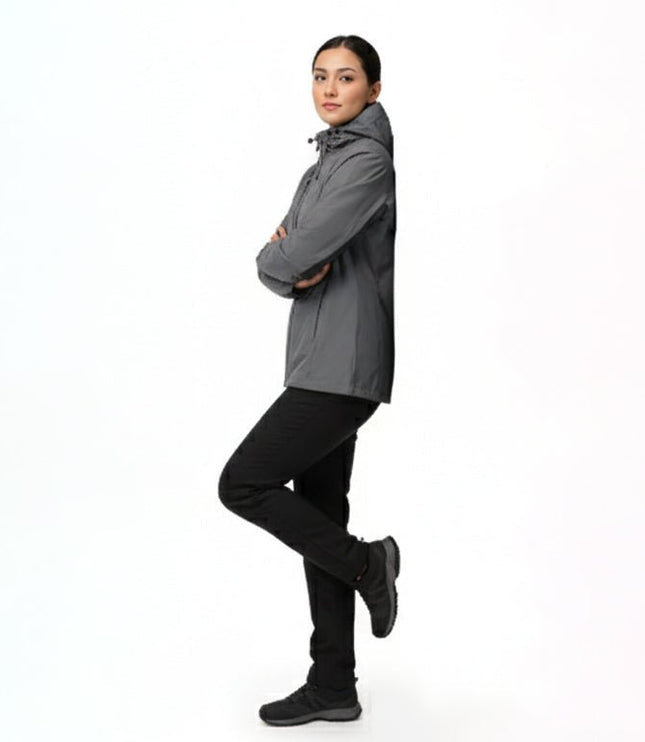 Lucia Women's Rain Jacket - Black/Grey - Marwin Sports