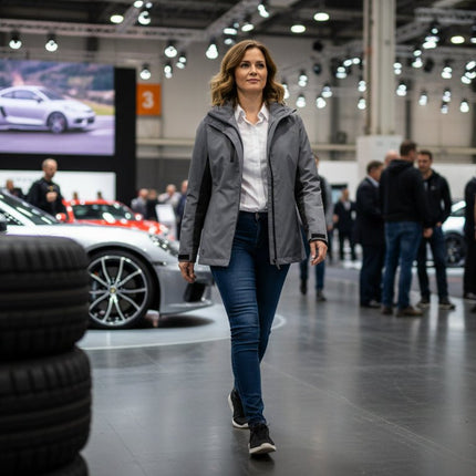 Lucia Women's Rain Jacket - Black/Grey - Marwin Sports