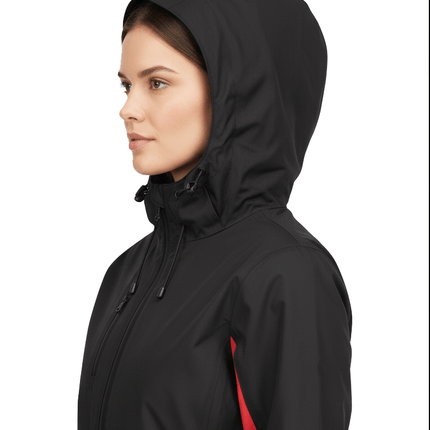 Lucia Women's Rain Jacket - Black/Red - Marwin Sports