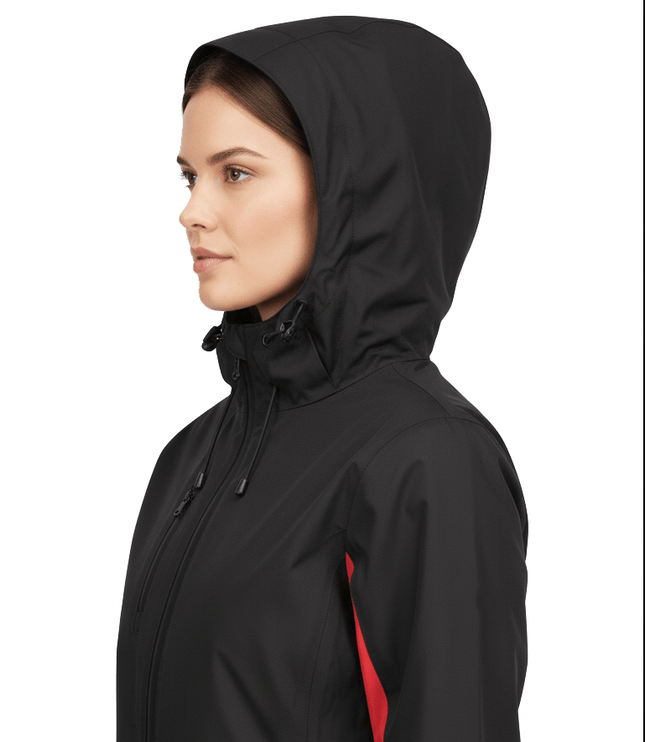 Lucia Women's Rain Jacket - Black/Red - Marwin Sports