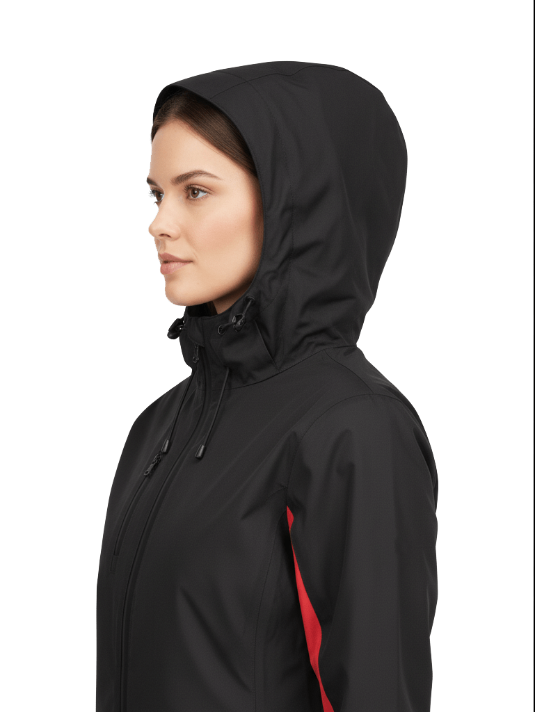 Lucia Women's Rain Jacket - Black/Red - Marwin Sports