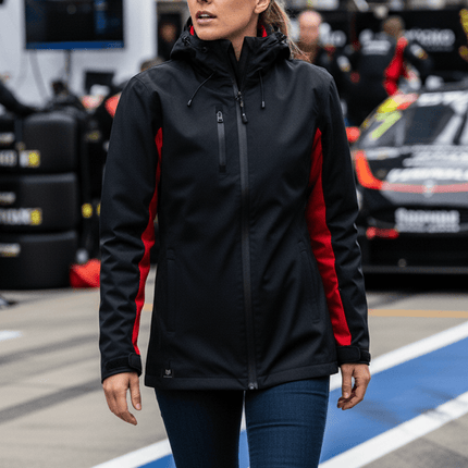 Lucia Women's Rain Jacket - Black/Red - Marwin Sports