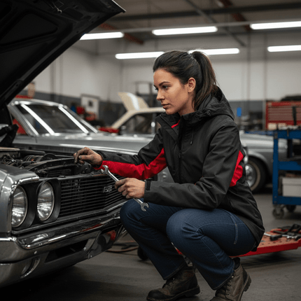 Lucia Women's Rain Jacket - Black/Red - Marwin Sports