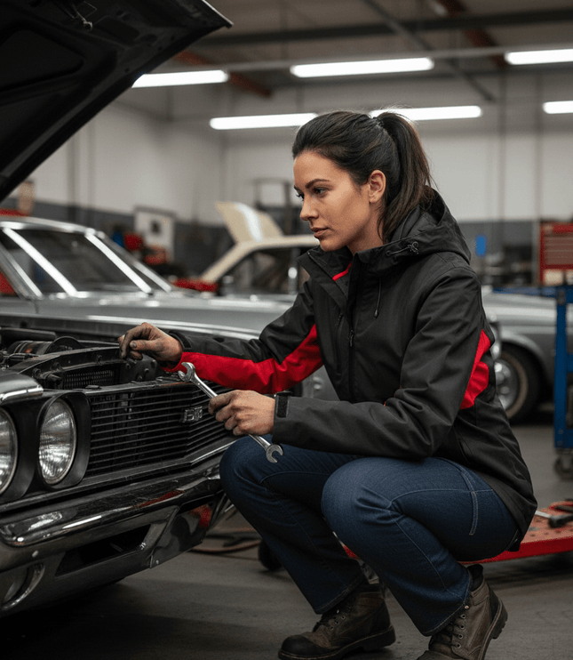 Lucia Women's Rain Jacket - Black/Red - Marwin Sports