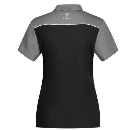 Marwin Sports Button Women's Polo - Black/Grey/White - Marwin Sports