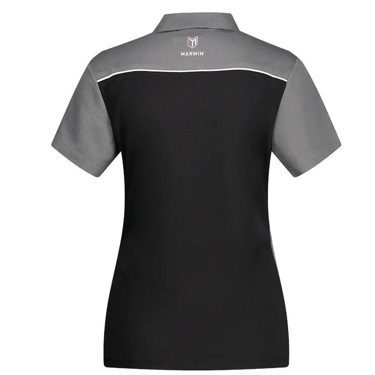 Marwin Sports Button Women's Polo - Black/Grey/White - Marwin Sports