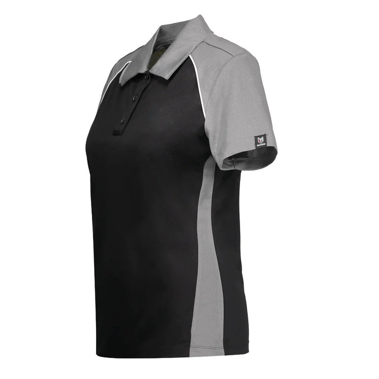 Marwin Sports Button Women's Polo - Black/Grey/White - Marwin Sports