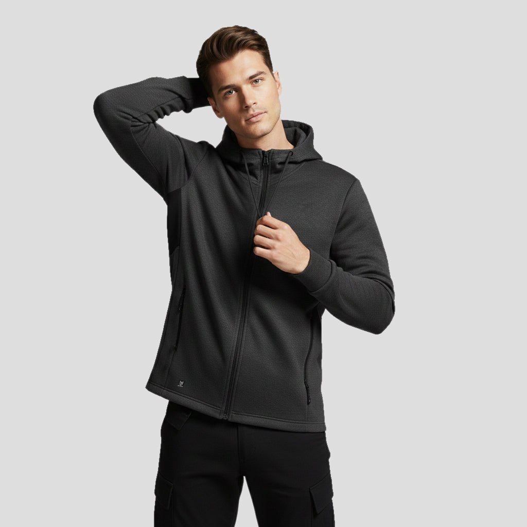 Marwin Sports Full Zip Men's Hoodie - Grey/Black - Marwin Sports