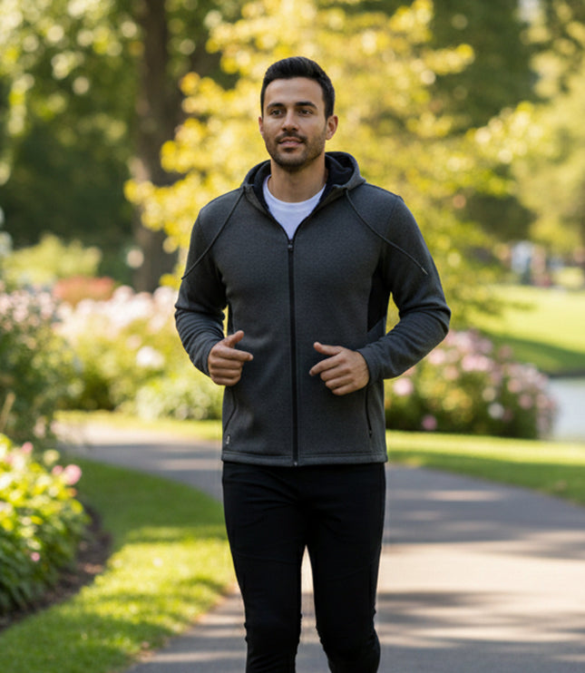 Marwin Sports Full Zip Men's Hoodie - Grey/Black - Marwin Sports