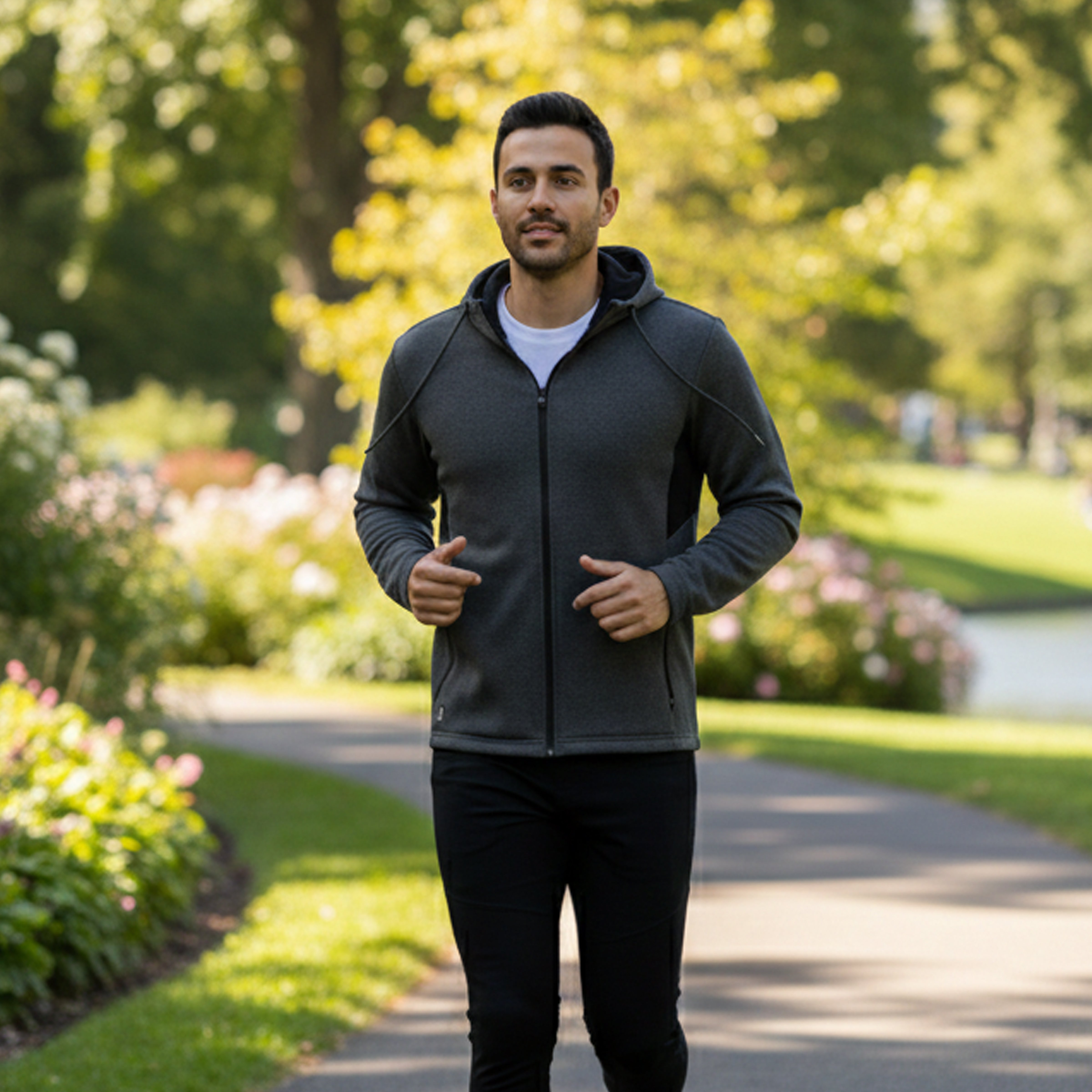 Marwin Sports Full Zip Men's Hoodie - Grey/Black - Marwin Sports