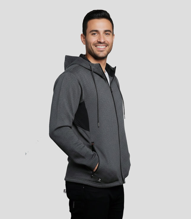 Marwin Sports Full Zip Men's Hoodie - Grey/Black - Marwin Sports
