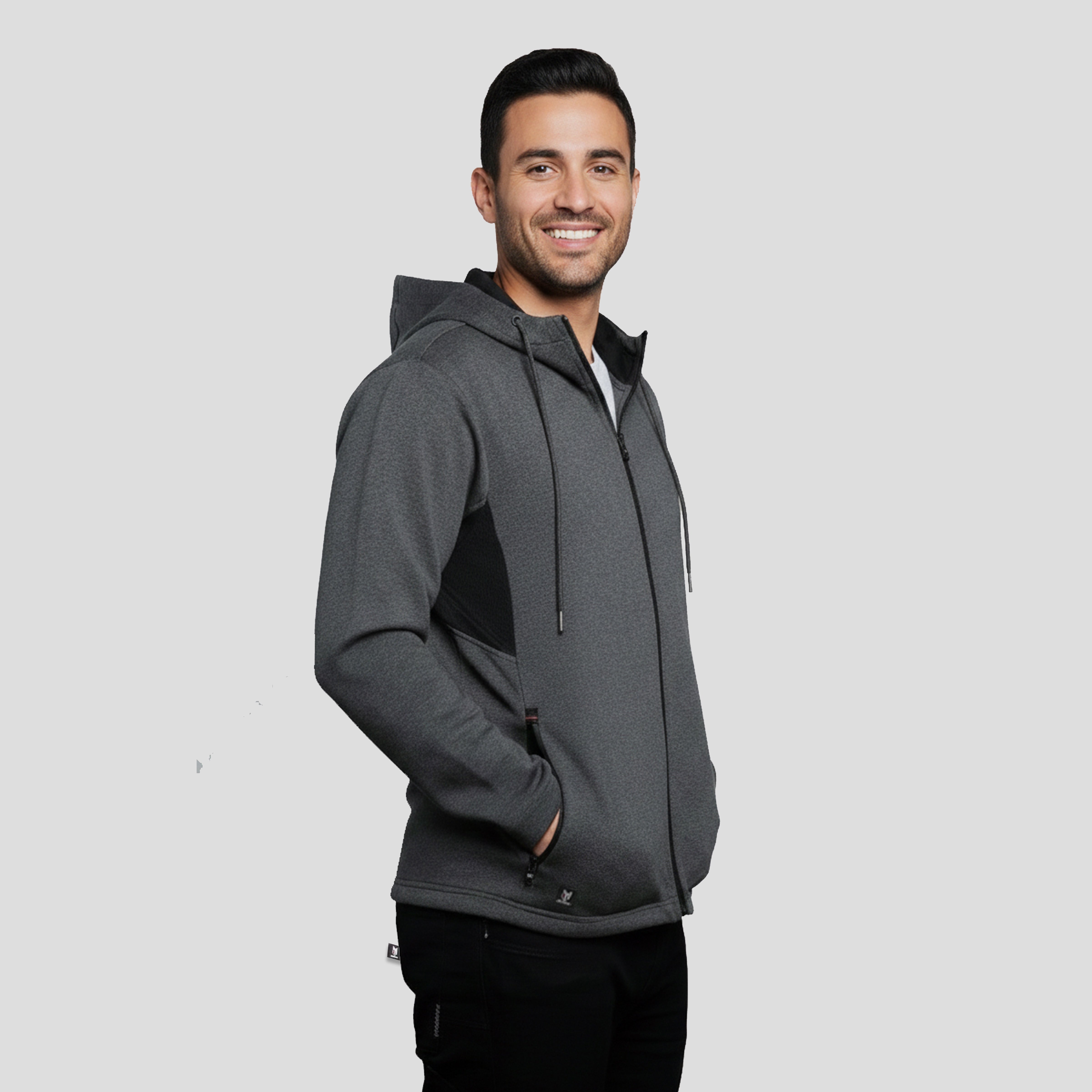 Marwin Sports Full Zip Men's Hoodie - Grey/Black - Marwin Sports
