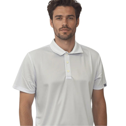 Marwin Sports Men's Poly Button Polo - White - Marwin Sports