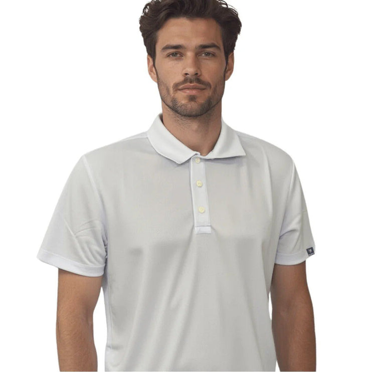 Marwin Sports Men's Poly Button Polo - White - Marwin Sports