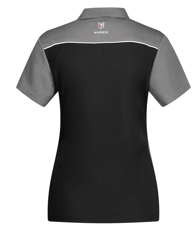 Marwin Sports Mopar Button Women's Polo - Black/Grey/White - Marwin Sports