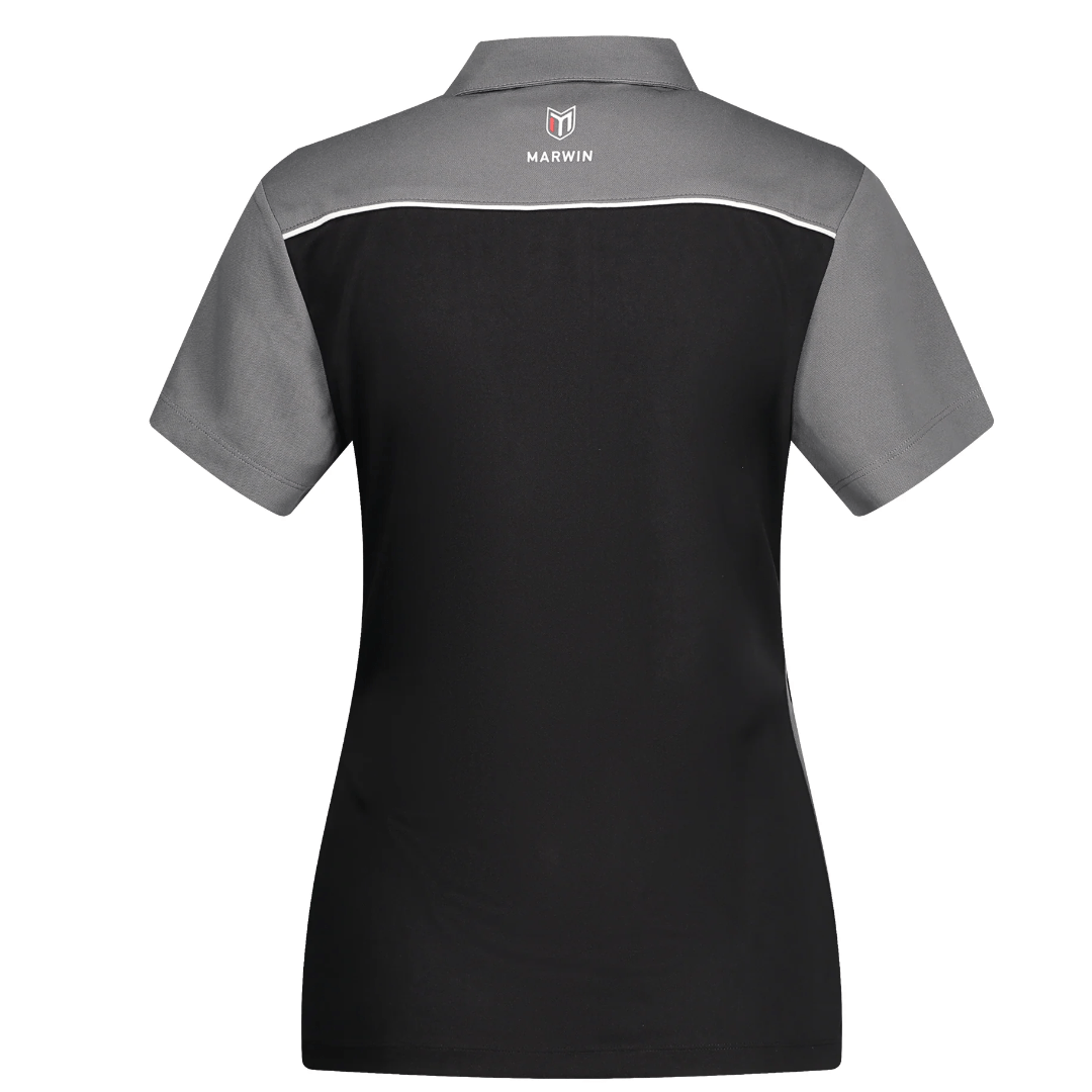 Marwin Sports Mopar Button Women's Polo - Black/Grey/White - Marwin Sports