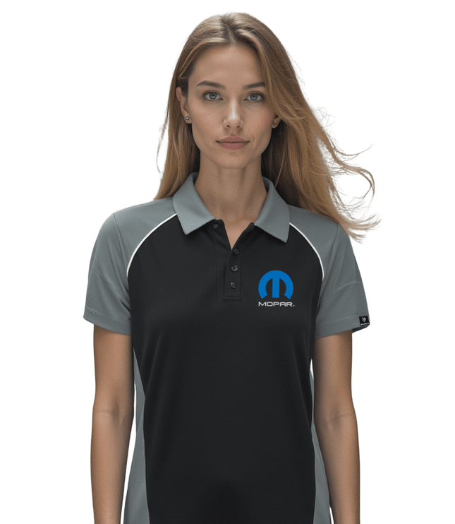 Marwin Sports Mopar Button Women's Polo - Black/Grey/White - Marwin Sports