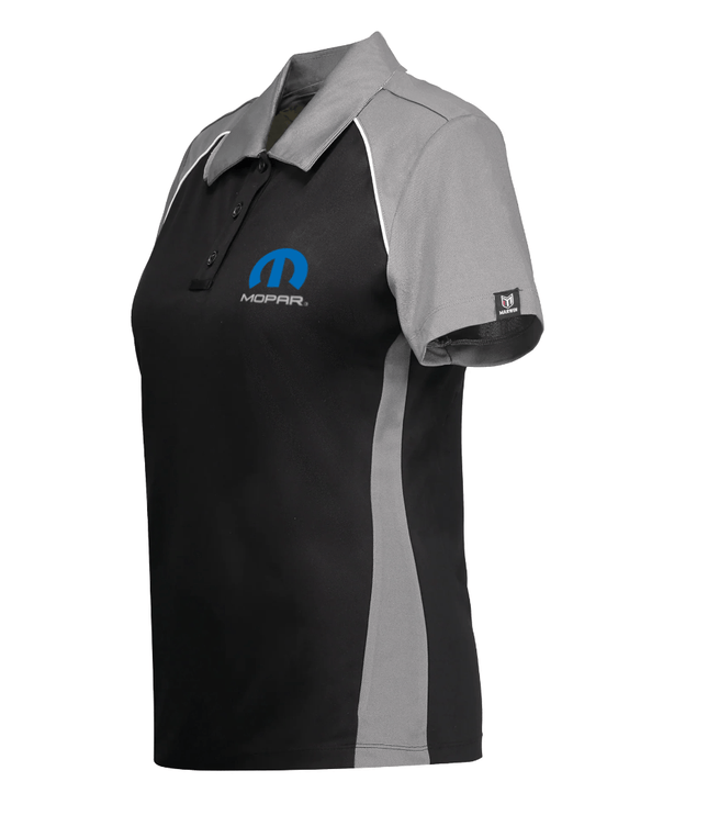 Marwin Sports Mopar Button Women's Polo - Black/Grey/White - Marwin Sports