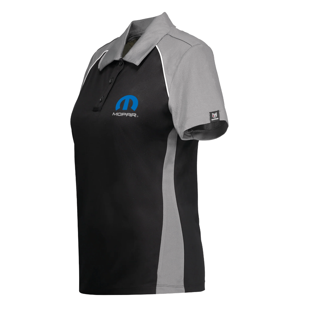Marwin Sports Mopar Button Women's Polo - Black/Grey/White - Marwin Sports